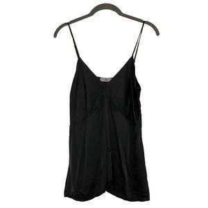 I am black v-neck silky tank top
